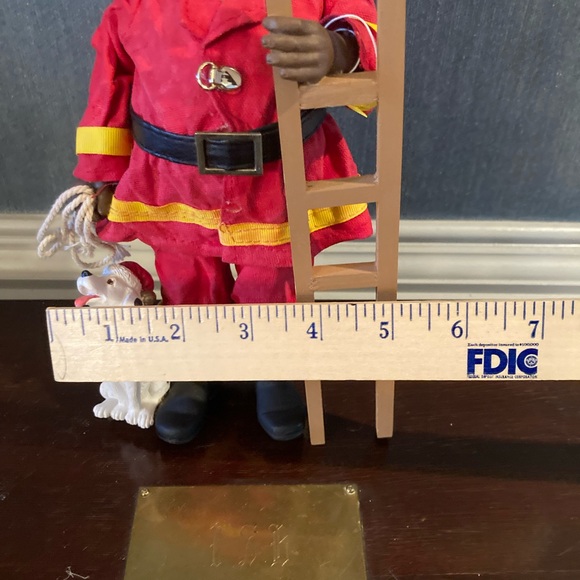 Festive Santa Firefighter Figurine with Ladder - Picture 4 of 4